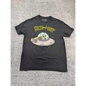 Rick & Morty Shirt Men Large Black Adult Swim Cartoon Graphic Tee Short Sleeve